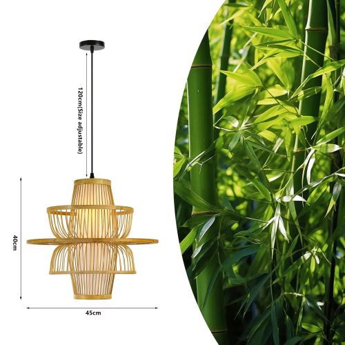 Immax BOHO PINCHOS dizajnové závesné svietidlo, D45cm, E27 bambusové drevo (3)