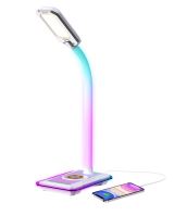 LED stolní lampička Immax GAMER RGB, QI nabíjení , USB výstup, bílá