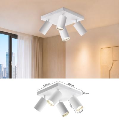Immax PUNTO-4S stropné nástenné reflektory štvorcové 4 hlavy, GU10, biele