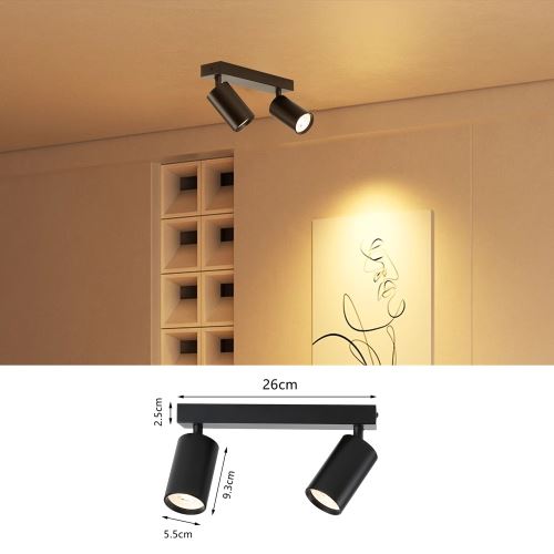 Immax NEO LITE PUNTO-2 Inteligentný reflektor čierny zdroj 2xGU10 6W, RGB+CCT WiFi BEACON (3)