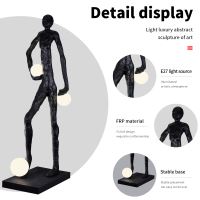 Immax SILUETTE Glam Aura  185 cm – socha v podobe stojacej lampy, sklolaminát, čierna, 3xE27 (2)