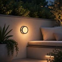 Immax LUXLINE kültéri LED-es fal- és mennyezeti lámpa, kerek, FEKETE, 8 W, 3000 K, 240 V, IP54 (4)
