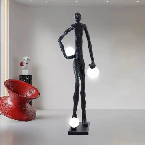 Immax SILUETTE Glam Aura  185 cm – socha v podobe stojacej lampy, sklolaminát, čierna, 3xE27 (10)