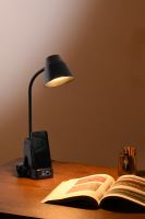 Immax IDEAL LED asztali lámpa QI töltéssel CCT sötét fa/fekete (3)