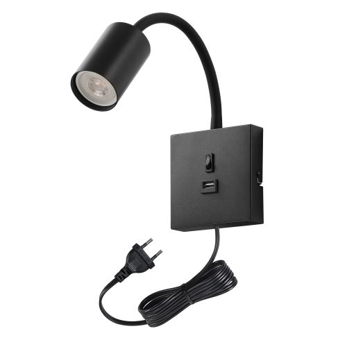Immax PUNTO USB flexibilní nástěnné svítidlo s vypínačem, černá (1)