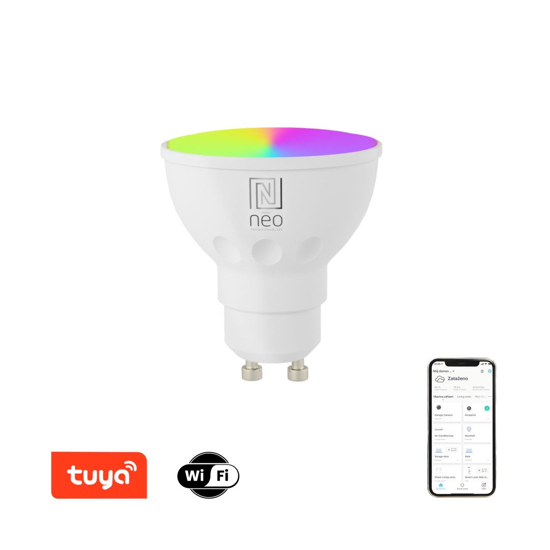 retreat zone Trivial Immax NEO LITE Smart bulb LED GU10 6W RGB + CCT color and white, dimmable,  WiFi - IMMAX.cz