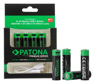 AA/LR6 Li-Pol 2000mAh 1.5V-4db USB-C töltéssel