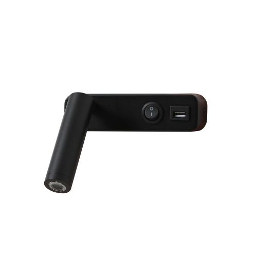 Immax GOAL USB+VYPÍNAČ designové nástěnné LED svítidlo 3W,138lm,4000K,BLACK