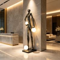 Immax SILUETTE Glam Aura – 185 cm – socha, stojaca lampa, bronz, sklolaminát, 3xE27 (4)