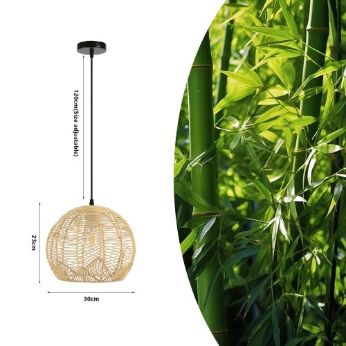 Dizajnové závesné svietidlo Immax BOHO PELO, D30 cm. E27, ratan