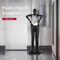 Immax SILUETTE Human Houdini 185 cm – socha, stojaca lampa, sklolaminát, čierna, 4xG9 (6)