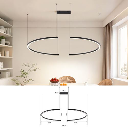 Immax NEO FINO MOON Smart závěsné svítidlo 2x půlkruh, 120cm, W, Zigbee 3.0, černé (18)