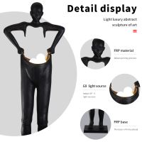 Immax SILUETTE Human Houdini 185 cm – socha, stojaca lampa, sklolaminát, čierna, 4xG9 (2)
