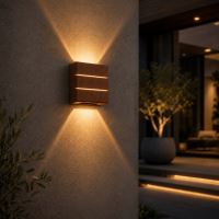 Zewnętrzna lampa ścienna LED Immax LUXLINE, drewno orzechowe, 6W, 3000K, 240V, IP54 (1)