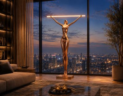 Immax SILUETTE Linea 180cm – socha stojací SMART LED 16W, lampa, sklolaminát, rose gold