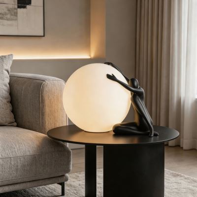 Immax SILUETTE Moon Lady-53cm, socha, dekorační lampa, černá, sklolaminát, 1xE27
