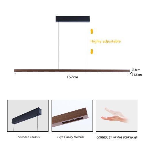 Immax NEO-MADEIRA liniowy orzech drewno 157 cm, 37 W, 3000 K, na linkę  ściemnialny czujnikiem (1)