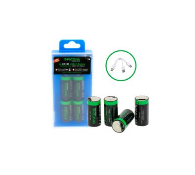 Aku CR123A Li-lon 800mAh 3V-4ks s USB-C nabíjením