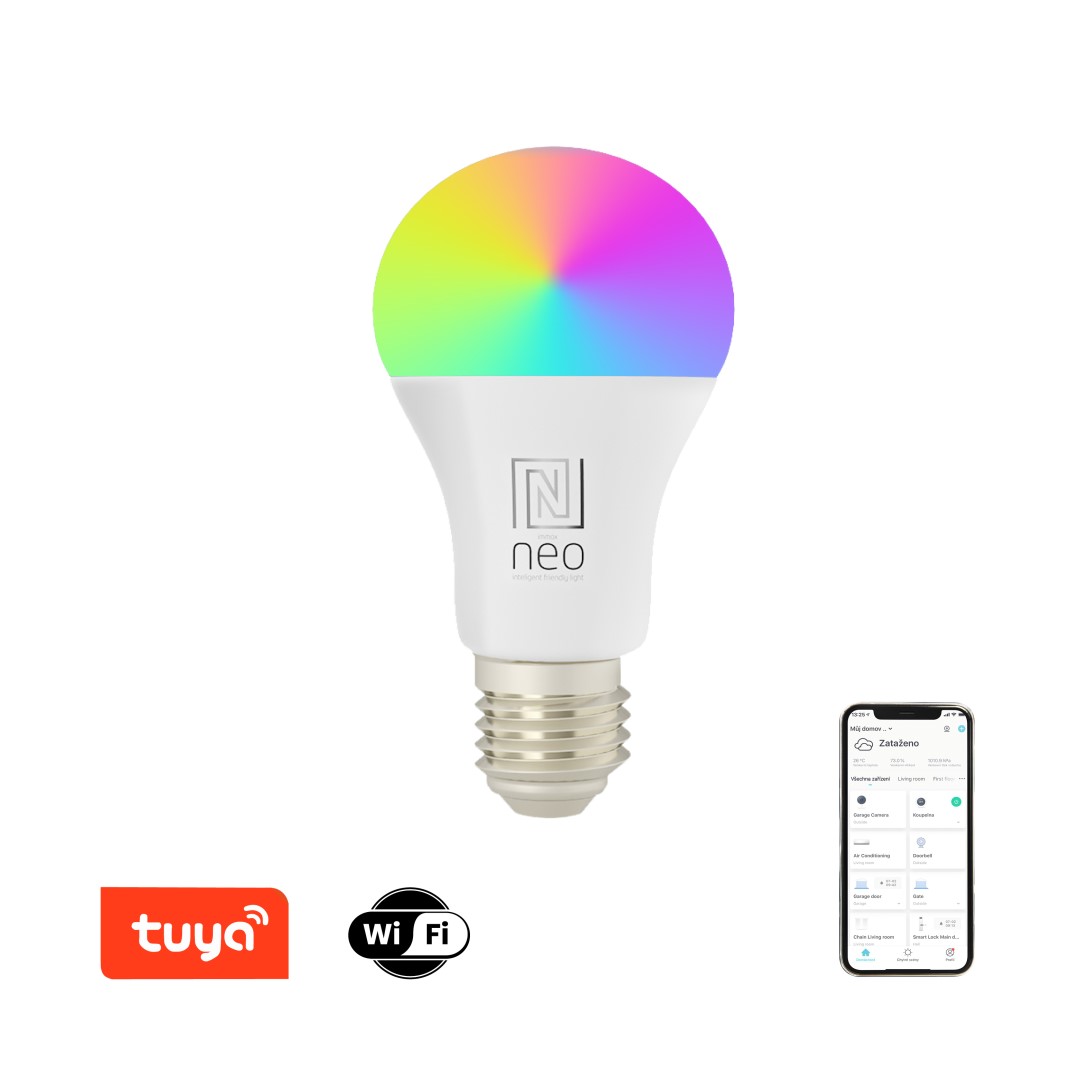 LITE Tuya, E27 + LED dimmable, white, WiFi, CCT and Immax RGB Smart 9W bulb Beacon color NEO